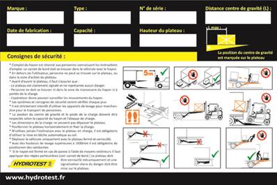 Autocollant identification hayon et consignes de sécurité du hayon 210X140mm