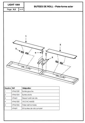 Kit arrêt roll acier encastrable ERHEL Lg 820 mm